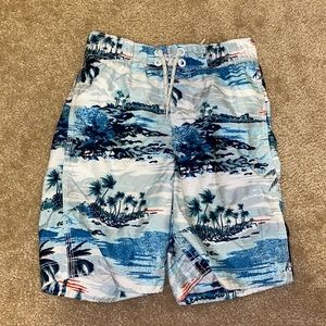 Gap Blue Tropical Beach Patterned Swim Trunk Short